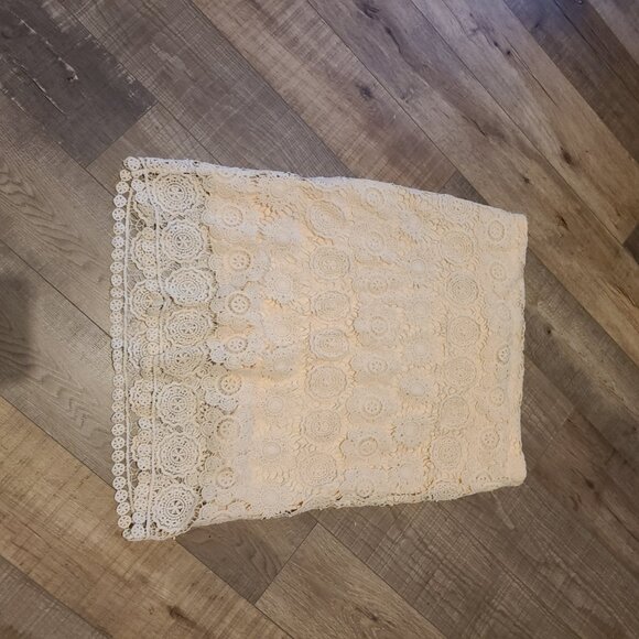 SOLITAIRE Skirt by RAVI KHOSLA Ivory Lace Overlay LINED Below-Knee NWT, Sz L - Picture 2 of 4